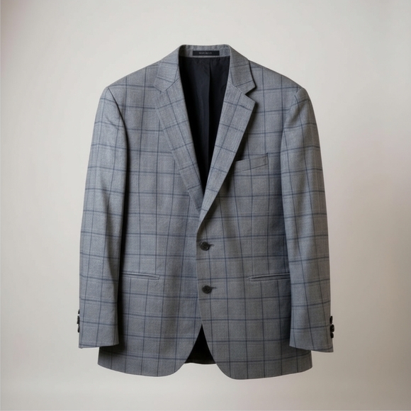 Hugo Boss Performance Tailoring Gray Plaid Blazer - Men's 46R